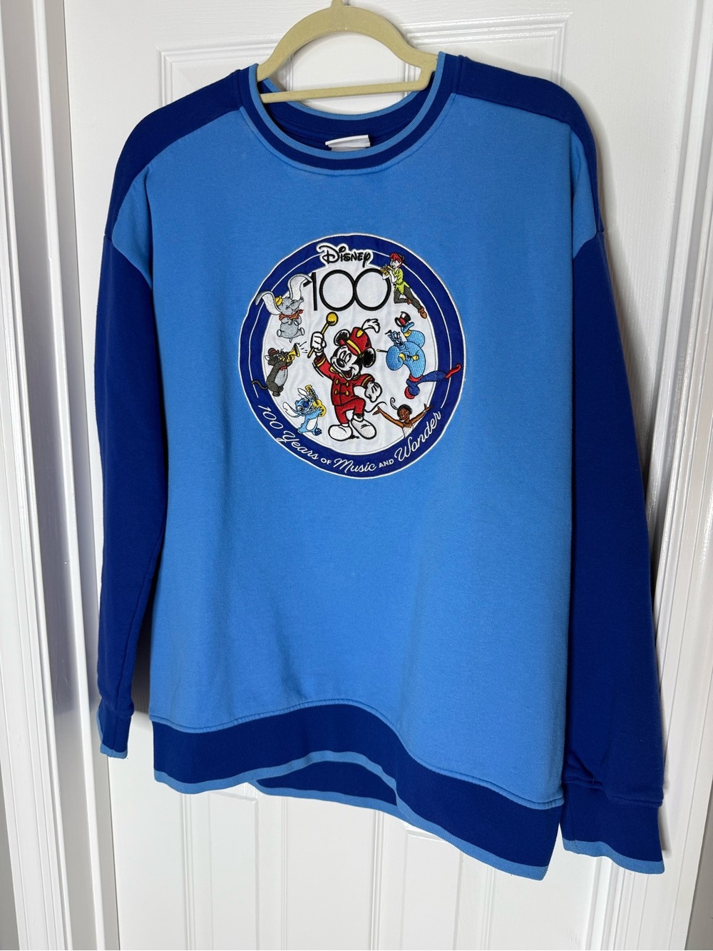 Disney Light and Dark Blue 100 Years Graphic Crewneck Sweatshirt